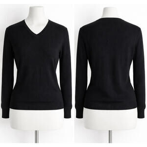 Y2K VTG J.Crew Holly Sweater Women’s Medium Black Wool Knit Pullover Minimalist,
